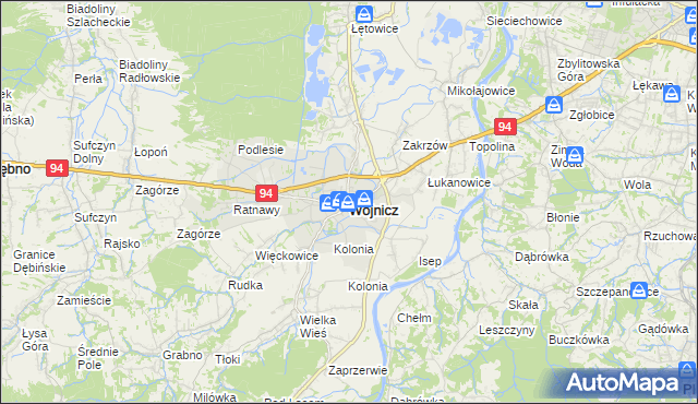 mapa Wojnicz, Wojnicz na mapie Targeo