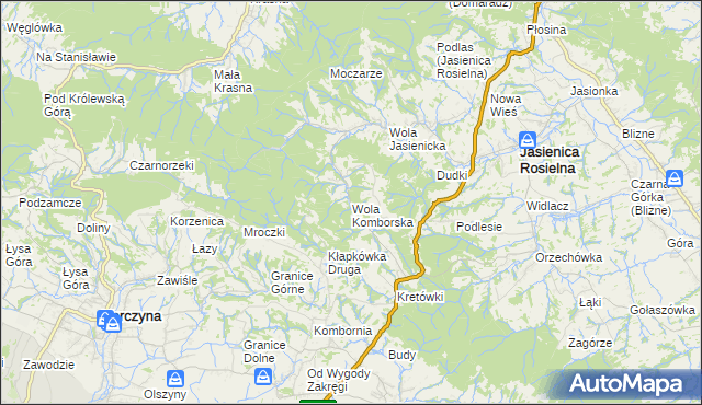 mapa Wola Komborska, Wola Komborska na mapie Targeo