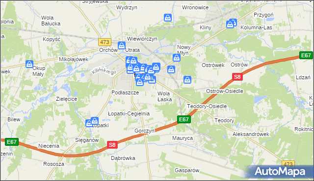 mapa Wola Łaska, Wola Łaska na mapie Targeo