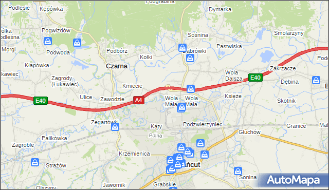 mapa Wola Mała gmina Czarna, Wola Mała gmina Czarna na mapie Targeo