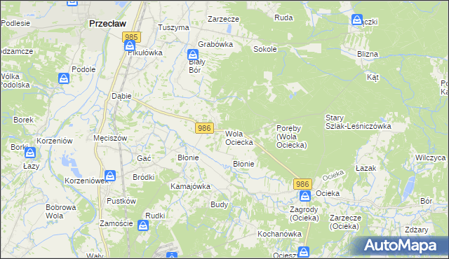 mapa Wola Ociecka, Wola Ociecka na mapie Targeo