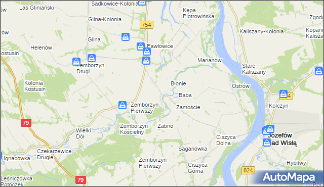 mapa Wola Pawłowska gmina Solec nad Wisłą, Wola Pawłowska gmina Solec nad Wisłą na mapie Targeo