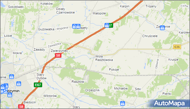 mapa Wola Rasztowska, Wola Rasztowska na mapie Targeo