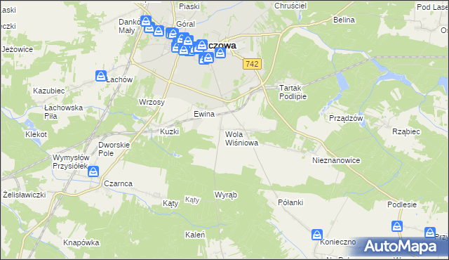 mapa Wola Wiśniowa, Wola Wiśniowa na mapie Targeo