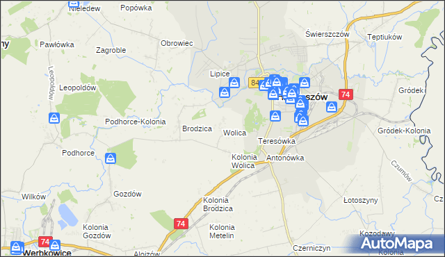 mapa Wolica gmina Hrubieszów, Wolica gmina Hrubieszów na mapie Targeo