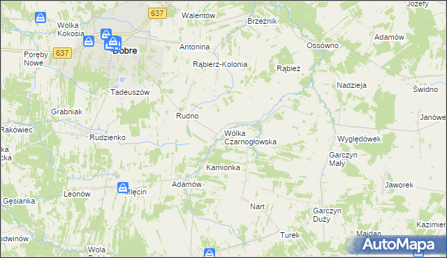mapa Wólka Czarnogłowska, Wólka Czarnogłowska na mapie Targeo