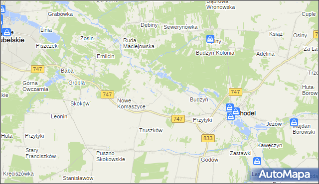 mapa Wólka Komaszycka, Wólka Komaszycka na mapie Targeo