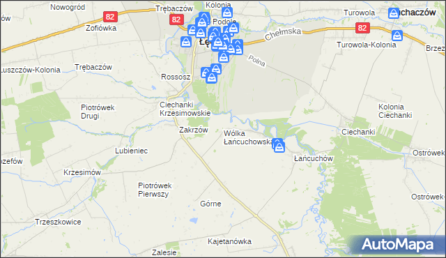 mapa Wólka Łańcuchowska, Wólka Łańcuchowska na mapie Targeo