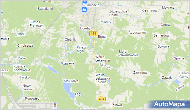 mapa Wólka Łękawska, Wólka Łękawska na mapie Targeo