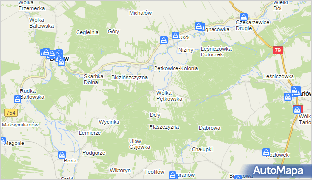 mapa Wólka Pętkowska, Wólka Pętkowska na mapie Targeo