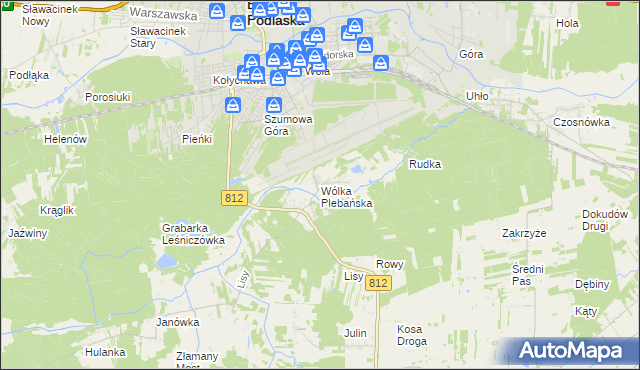 mapa Wólka Plebańska gmina Biała Podlaska, Wólka Plebańska gmina Biała Podlaska na mapie Targeo