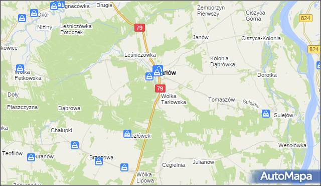mapa Wólka Tarłowska, Wólka Tarłowska na mapie Targeo