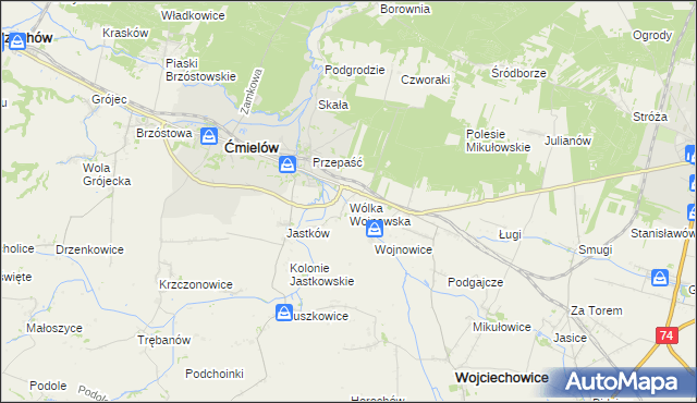 mapa Wólka Wojnowska, Wólka Wojnowska na mapie Targeo