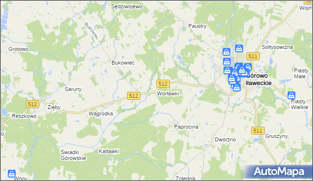 mapa Worławki gmina Górowo Iławeckie, Worławki gmina Górowo Iławeckie na mapie Targeo