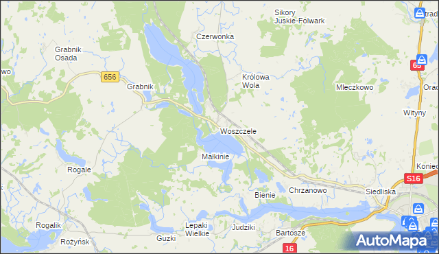 mapa Woszczele, Woszczele na mapie Targeo