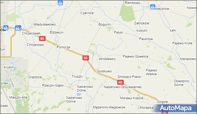 mapa Wróblewko, Wróblewko na mapie Targeo