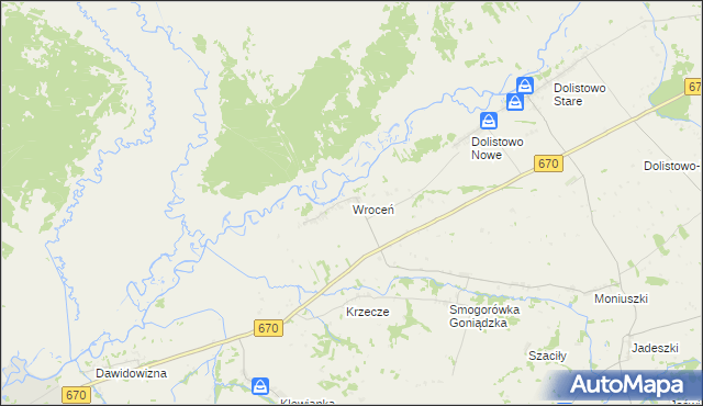 mapa Wroceń, Wroceń na mapie Targeo