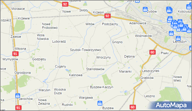 mapa Wroczyny, Wroczyny na mapie Targeo