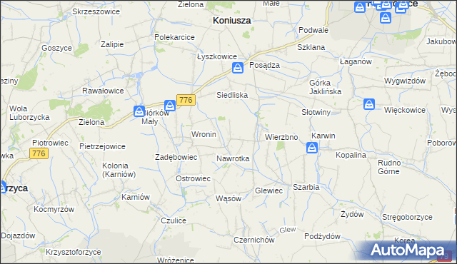 mapa Wroniec, Wroniec na mapie Targeo