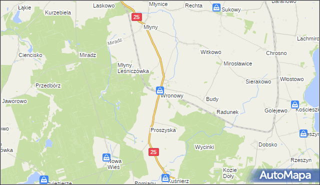 mapa Wronowy, Wronowy na mapie Targeo