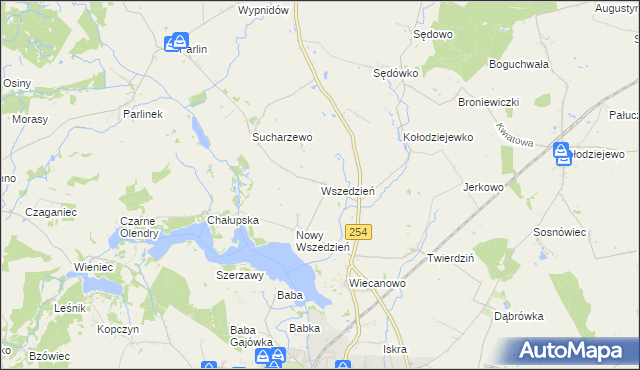 mapa Wszedzień gmina Mogilno, Wszedzień gmina Mogilno na mapie Targeo