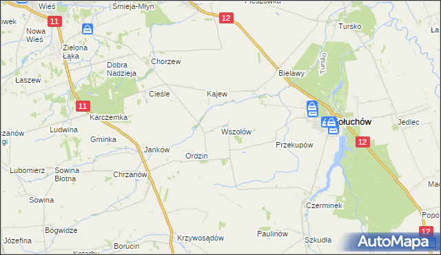 mapa Wszołów, Wszołów na mapie Targeo