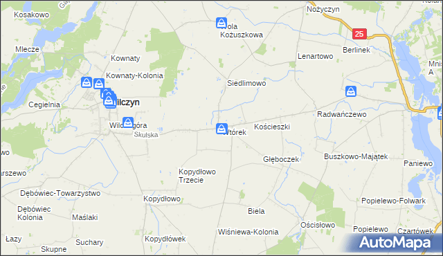mapa Wtórek gmina Wilczyn, Wtórek gmina Wilczyn na mapie Targeo