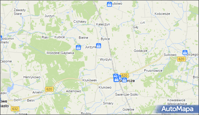 mapa Wyrzyki gmina Świercze, Wyrzyki gmina Świercze na mapie Targeo