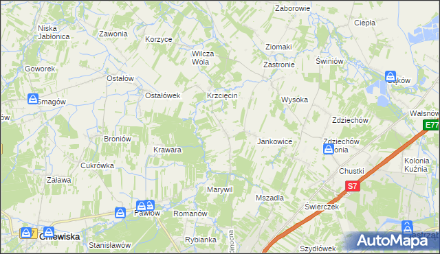 mapa Wysocko gmina Szydłowiec, Wysocko gmina Szydłowiec na mapie Targeo