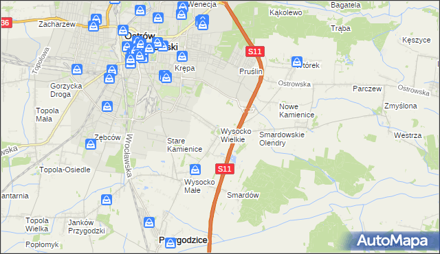 mapa Wysocko Wielkie, Wysocko Wielkie na mapie Targeo