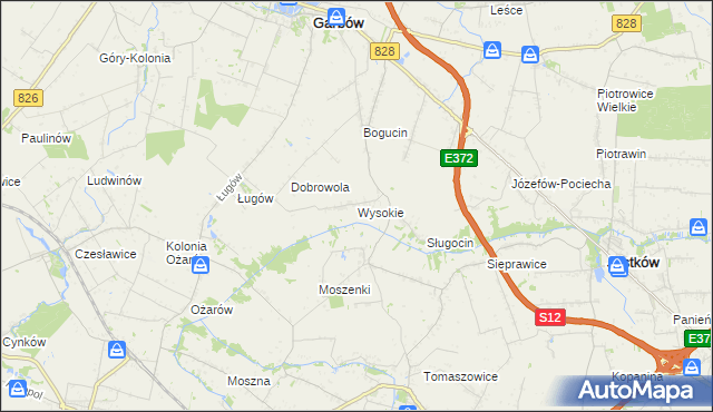 mapa Wysokie gmina Jastków, Wysokie gmina Jastków na mapie Targeo