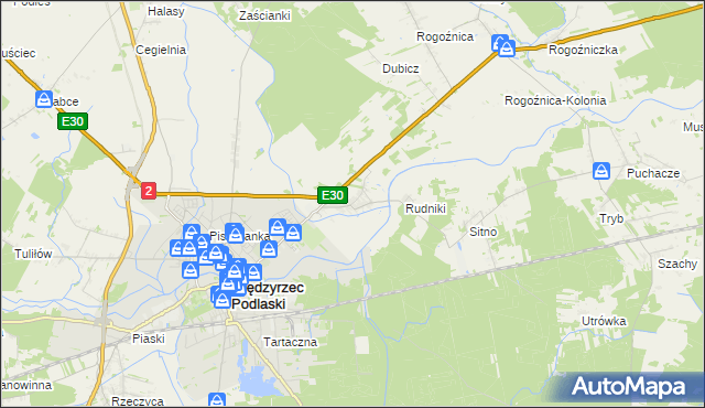 mapa Wysokie gmina Międzyrzec Podlaski, Wysokie gmina Międzyrzec Podlaski na mapie Targeo