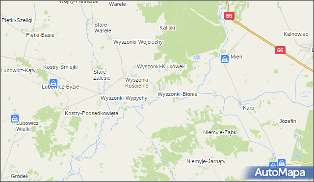 mapa Wyszonki-Błonie, Wyszonki-Błonie na mapie Targeo