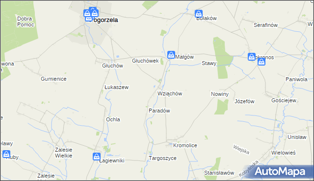 mapa Wziąchów, Wziąchów na mapie Targeo