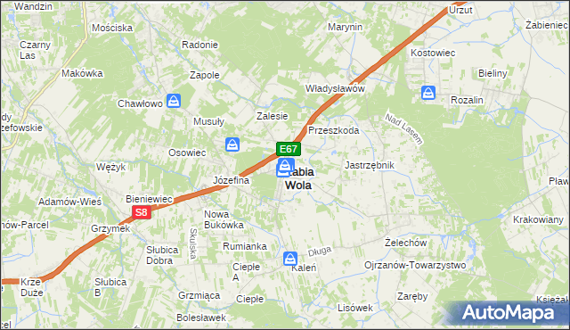 mapa Żabia Wola powiat grodziski, Żabia Wola powiat grodziski na mapie Targeo