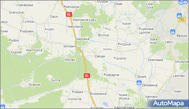 mapa Zabijak gmina Koziegłowy, Zabijak gmina Koziegłowy na mapie Targeo