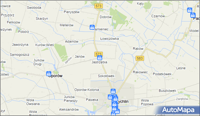 mapa Żabików gmina Żychlin, Żabików gmina Żychlin na mapie Targeo