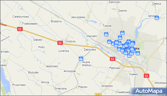 mapa Żabikowo, Żabikowo na mapie Targeo