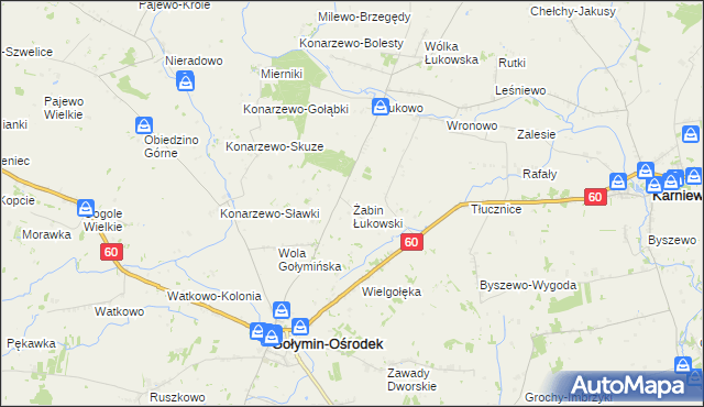 mapa Żabin Łukowski, Żabin Łukowski na mapie Targeo