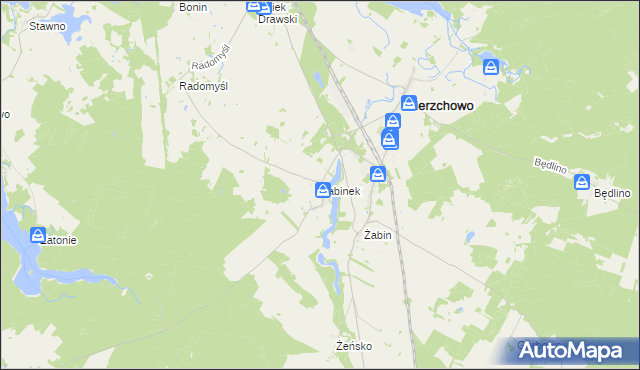 mapa Żabinek gmina Wierzchowo, Żabinek gmina Wierzchowo na mapie Targeo