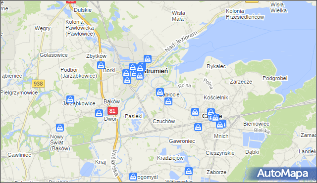 mapa Zabłocie gmina Strumień, Zabłocie gmina Strumień na mapie Targeo