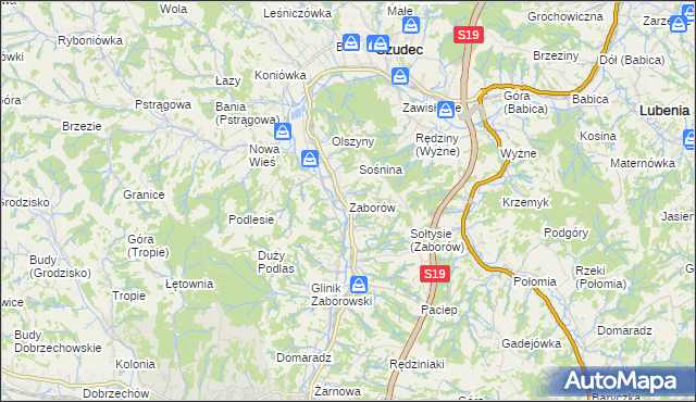 mapa Zaborów gmina Czudec, Zaborów gmina Czudec na mapie Targeo