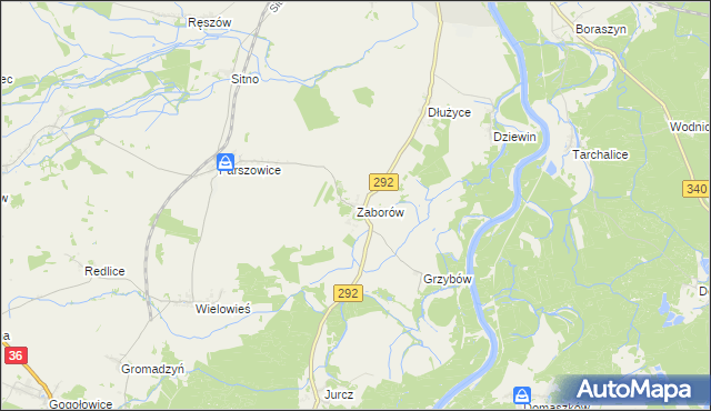 mapa Zaborów gmina Ścinawa, Zaborów gmina Ścinawa na mapie Targeo