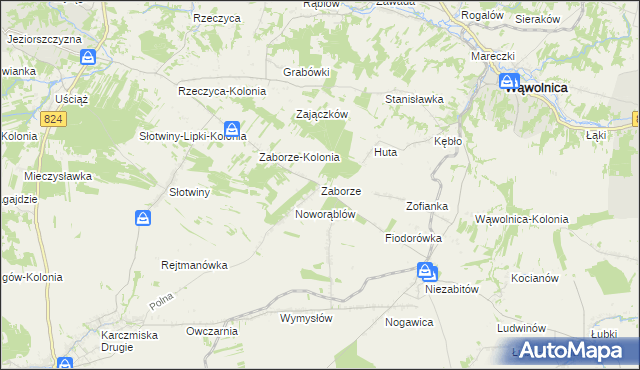 mapa Zaborze gmina Karczmiska, Zaborze gmina Karczmiska na mapie Targeo