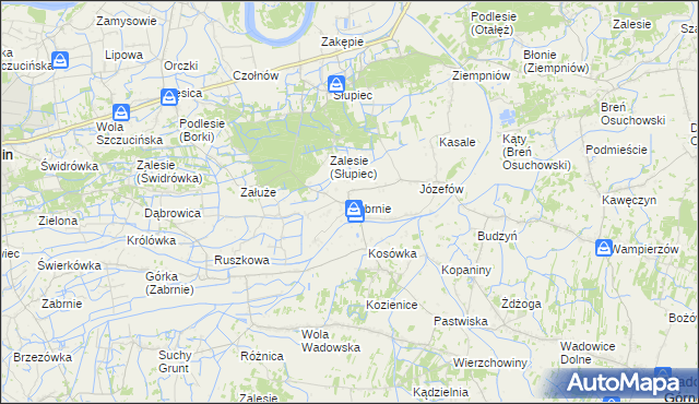 mapa Zabrnie gmina Wadowice Górne, Zabrnie gmina Wadowice Górne na mapie Targeo