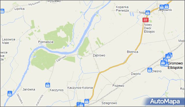 mapa Ząbrowo gmina Stare Pole, Ząbrowo gmina Stare Pole na mapie Targeo