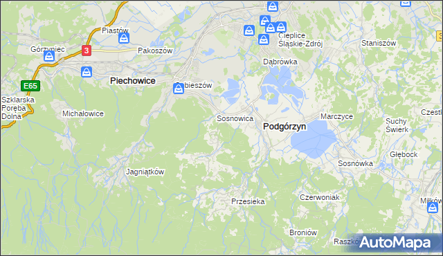 mapa Zachełmie gmina Podgórzyn, Zachełmie gmina Podgórzyn na mapie Targeo