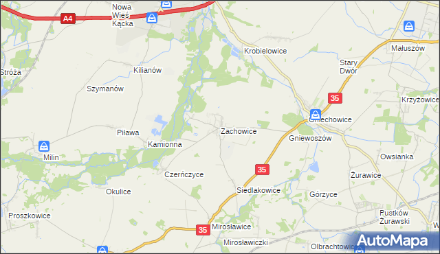 mapa Zachowice, Zachowice na mapie Targeo