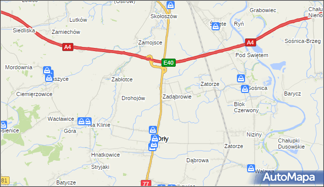 mapa Zadąbrowie gmina Orły, Zadąbrowie gmina Orły na mapie Targeo