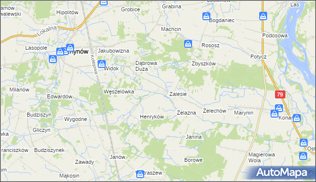 mapa Zadębie gmina Chynów, Zadębie gmina Chynów na mapie Targeo